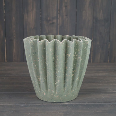Earthy Recycled Bamboo Fibre Green Corrugated Pot Cover