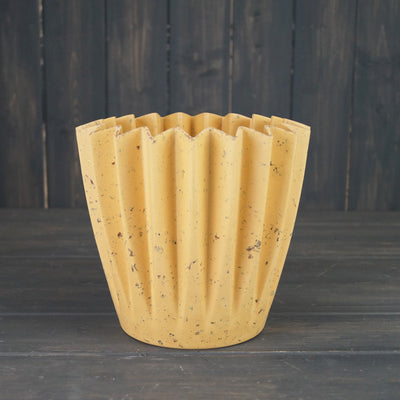 Earthy Recycled Coffee Husk Yellow Corrugated Pot Cover