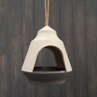 Earthy Two-tone Bamboo Hanging Covered Bird Feeder