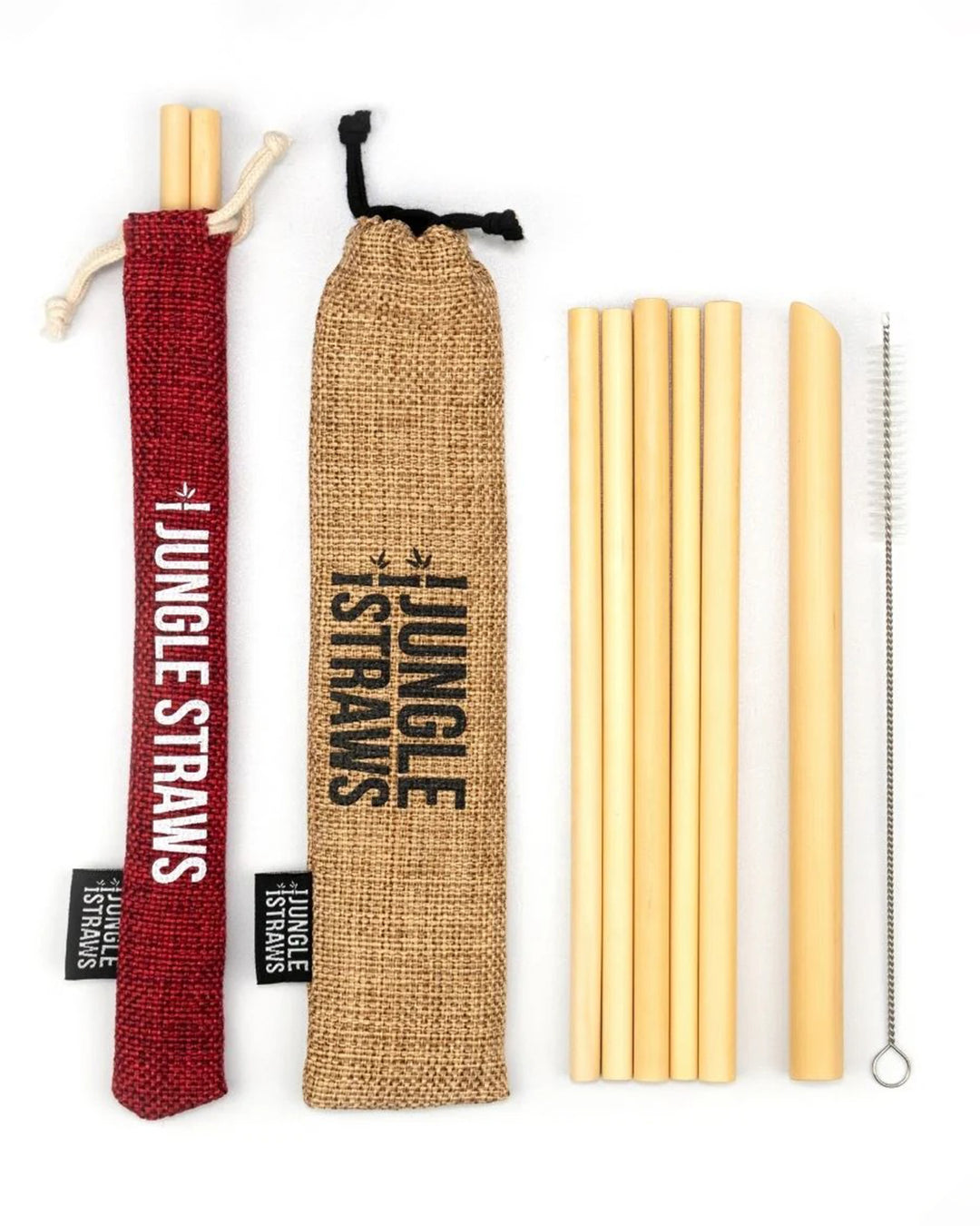 Jungle Culture Berry Red Bamboo Straws 6 Pack