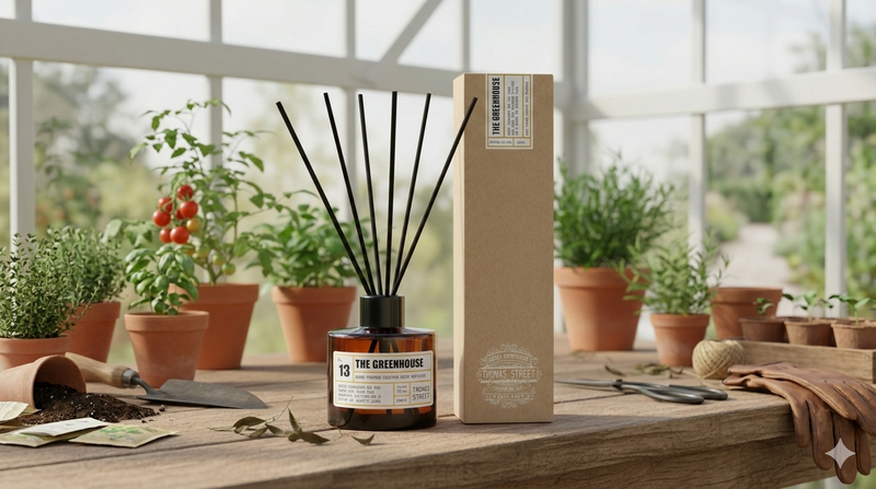 suede gardening gloves on rustic potting bench with tools in soft sunlight