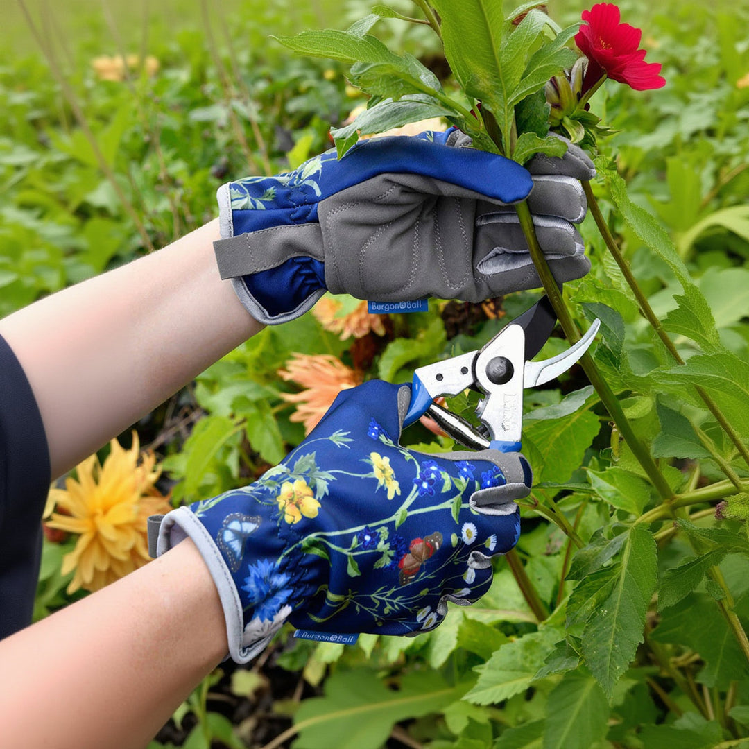 Burgon and Ball RHS British Meadow print women's gardening gloves, Norman and Vera