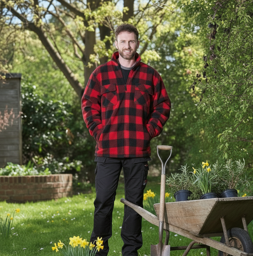 Fort Portman Red Microfleece Padded Fleece Lined Shirt Jacket