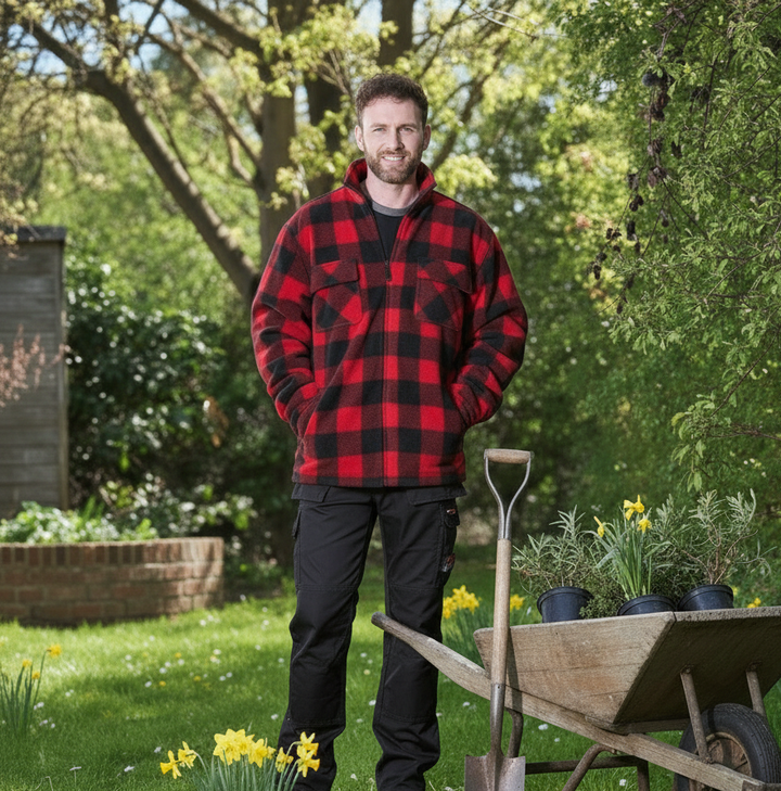 Fort Portman Red Microfleece Padded Fleece Lined Shirt Jacket