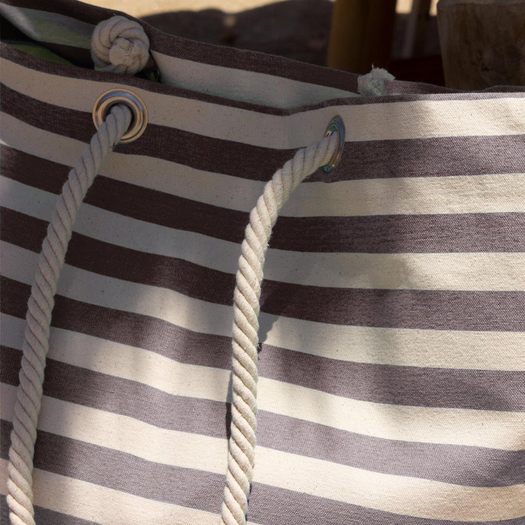 Large Striped Canvas Tote Beach Bag