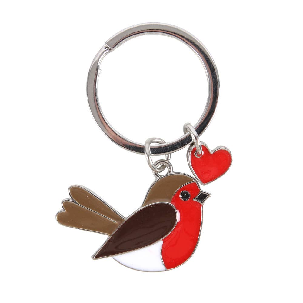 Garden Robin Enamel Keyring