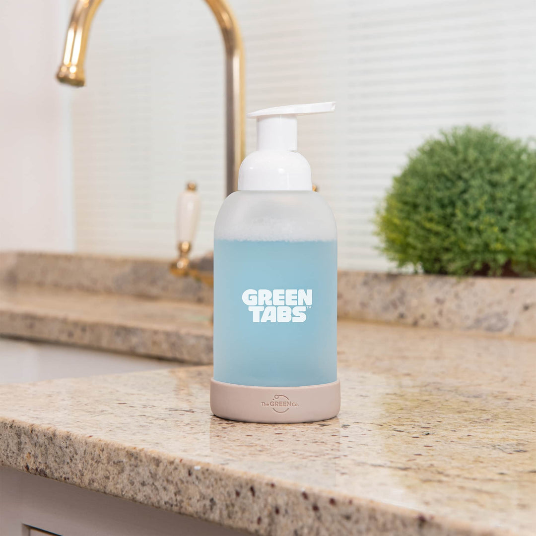 The Green Co GreenTabs™ Citrus And Mint Foaming Hand Soap Starter Kit With Muted Olive Dispenser