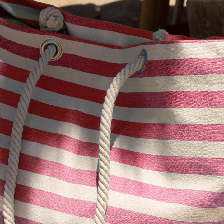 Large Striped Canvas Tote Beach Bag