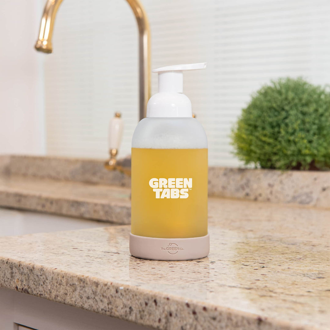 The Green Co GreenTabs™ Citrus And Mint Foaming Hand Soap Starter Kit With Muted Olive Dispenser