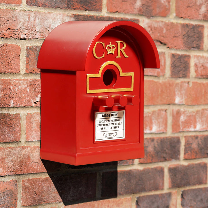 Red Post Box Bird House For Small Garden Birds