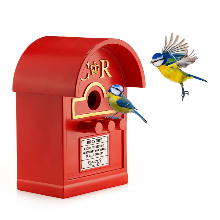 Red Post Box Bird House For Small Garden Birds