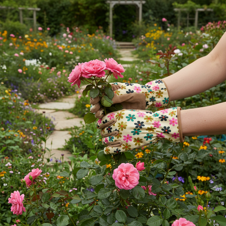 Saje Posy Flower Design Women's One Size Gardening Gloves