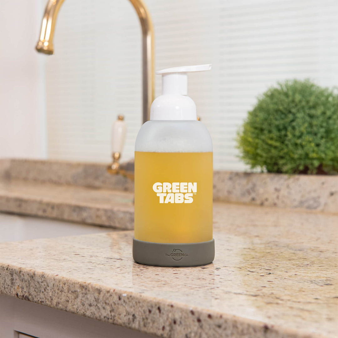 The Green Co GreenTabs™ Rosemary And Eucalyptus Foaming Hand Soap Starter Kit With Dusty Blue Dispenser