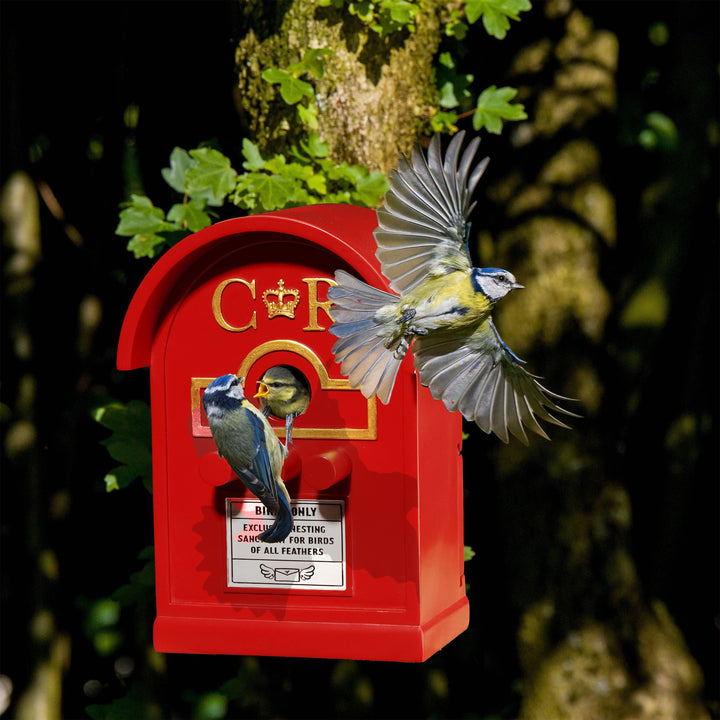 Red Post Box Bird House For Small Garden Birds