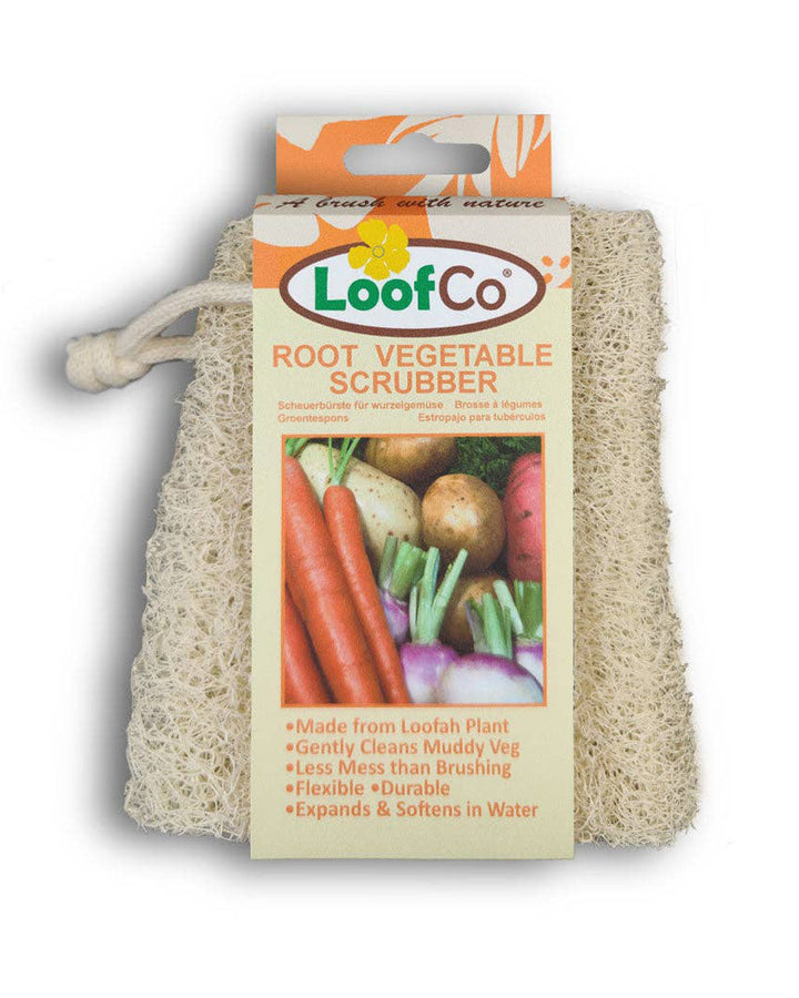 LoofCo root vegetable scrubber with packaging on a white background