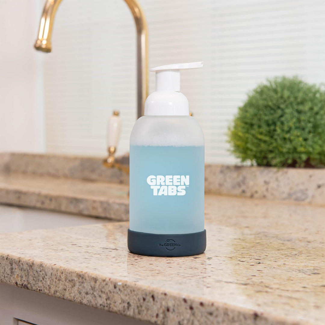 The Green Co GreenTabs™ Citrus And Mint Foaming Hand Soap Starter Kit With Muted Olive Dispenser