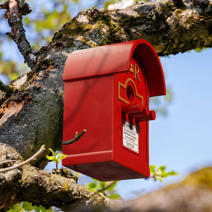 Red Post Box Bird House For Small Garden Birds