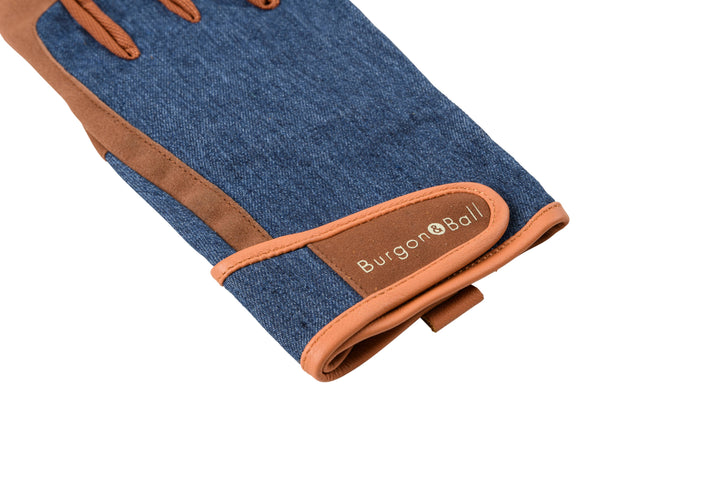 Burgon and Ball Dig the Glove Blue Denim and Brown Workwear Gardening Glove