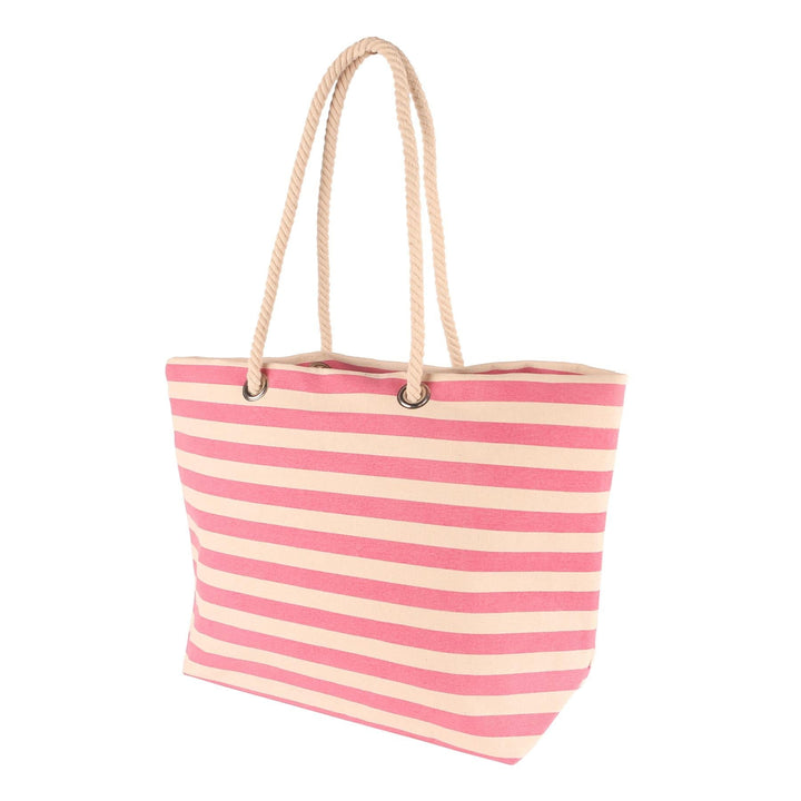 Large Striped Canvas Tote Beach Bag