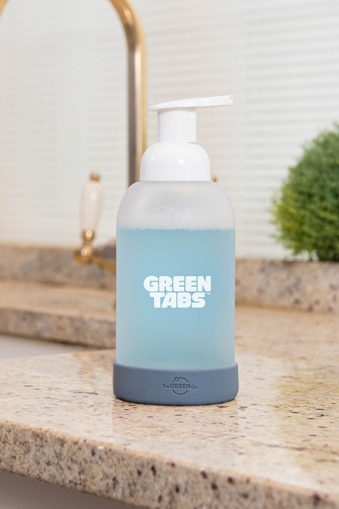 The Green Co GreenTabs™ Rosemary And Eucalyptus Foaming Hand Soap Starter Kit With Dusty Blue Dispenser