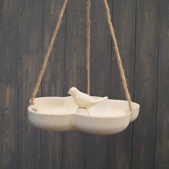 Earthy Natural Bamboo Hanging Bird Bath Feeder