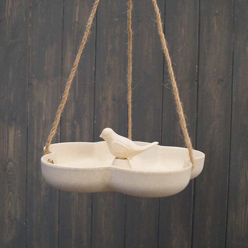 Earthy Natural Bamboo Hanging Bird Bath Feeder