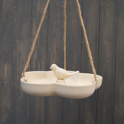 Earthy Natural Bamboo Hanging Bird Bath Feeder