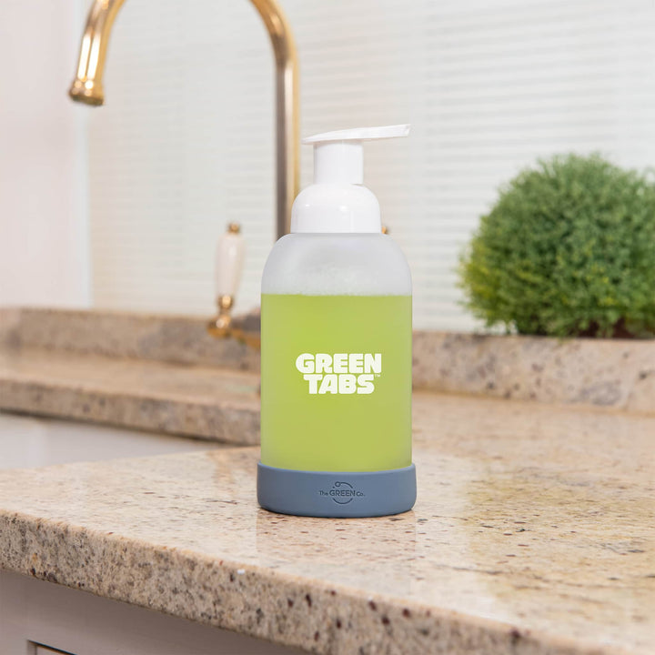 The Green Co GreenTabs™ Rosemary And Eucalyptus Foaming Hand Soap Starter Kit With Dusty Blue Dispenser