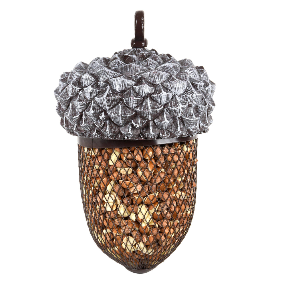Decorative acorn with mosaic design on a white background