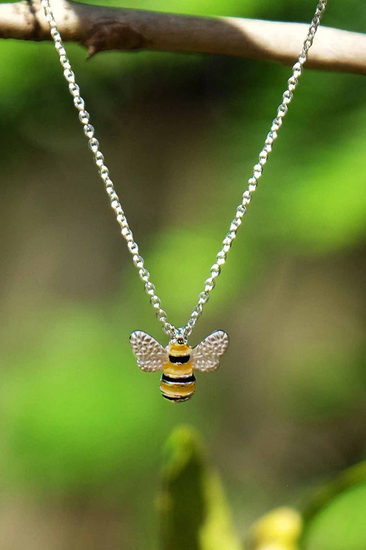 Alexander Thurlow Silver Plated And Enamel Bee Pendant Necklace