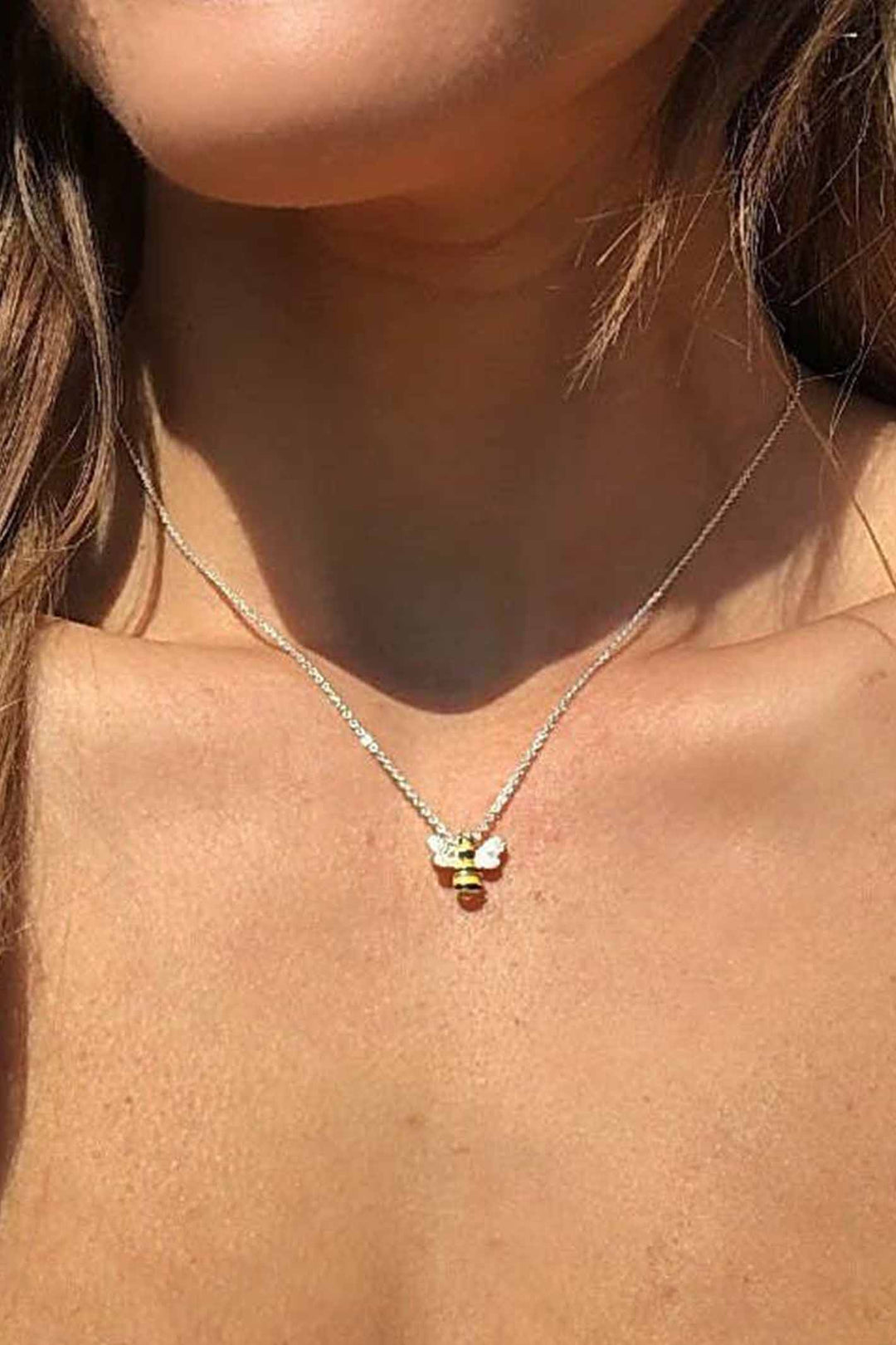 Alexander Thurlow Silver Plated And Enamel Bee Pendant Necklace