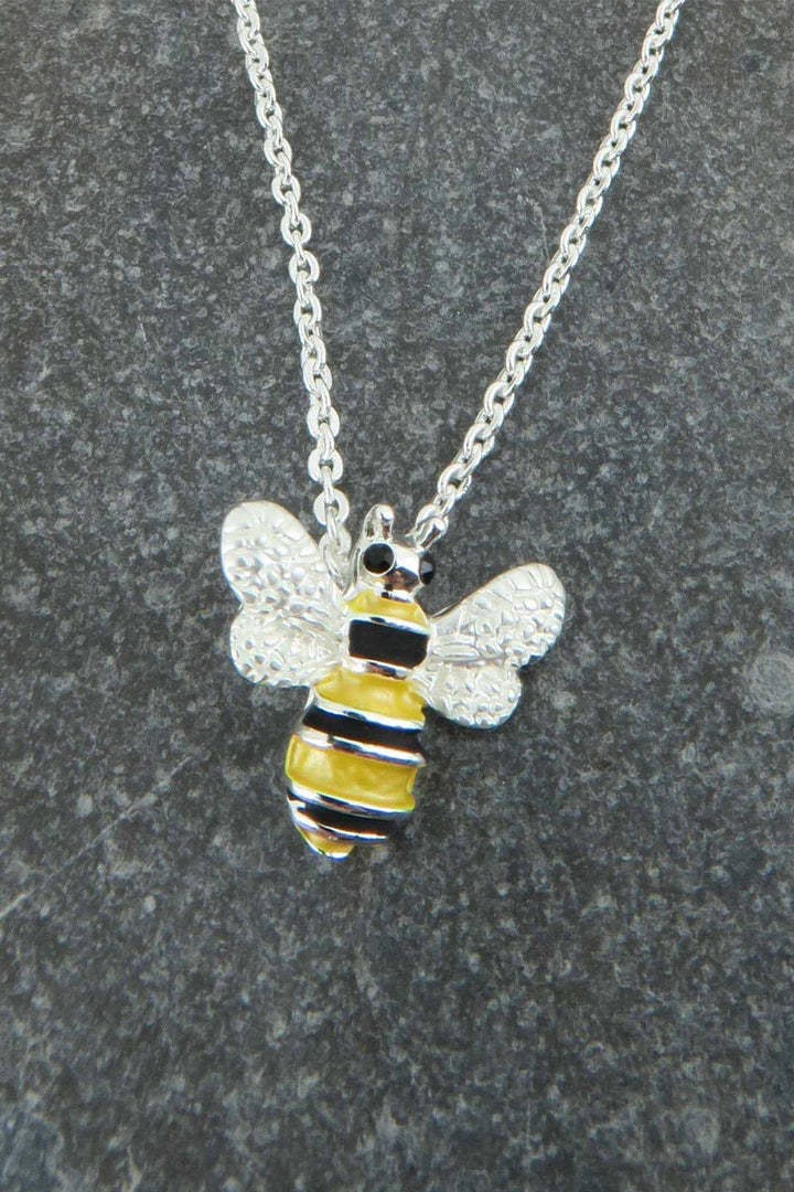 Alexander Thurlow Silver Plated And Enamel Bee Pendant Necklace