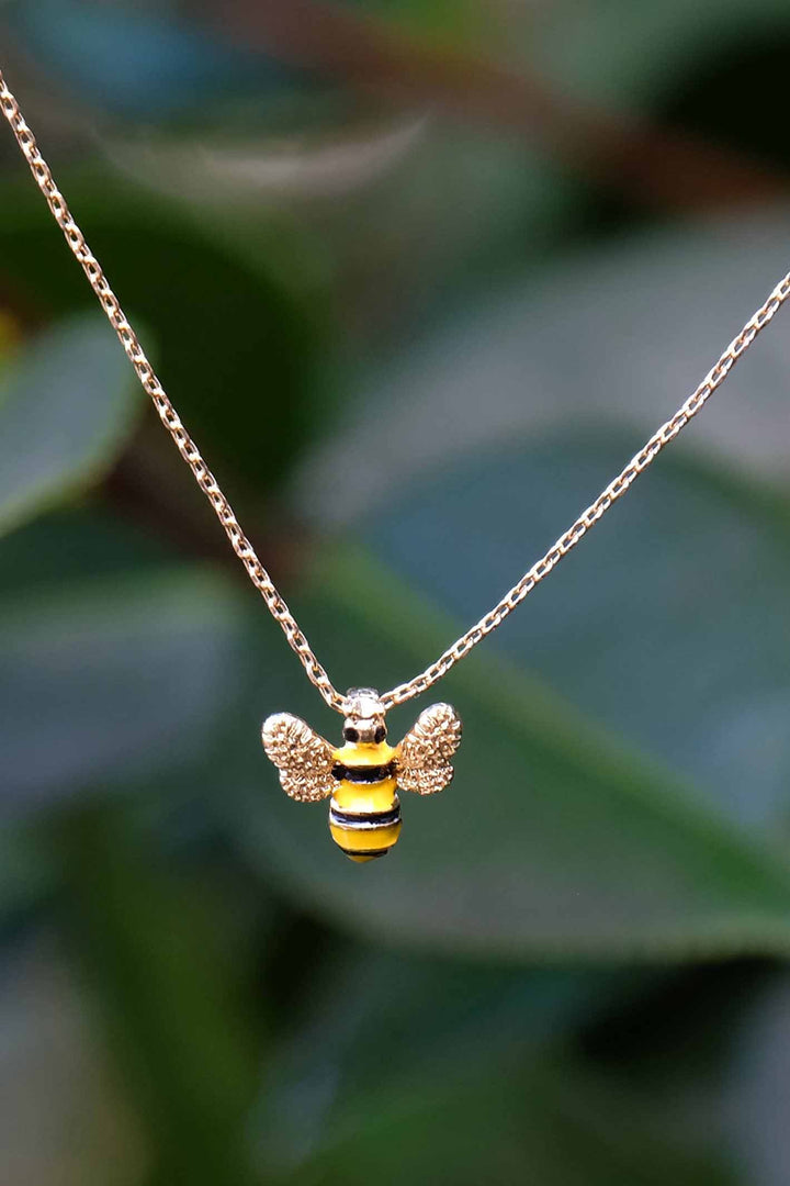 Alexander Thurlow Bumble Bee Insect Enamelled Gold Tone Pendant Necklace