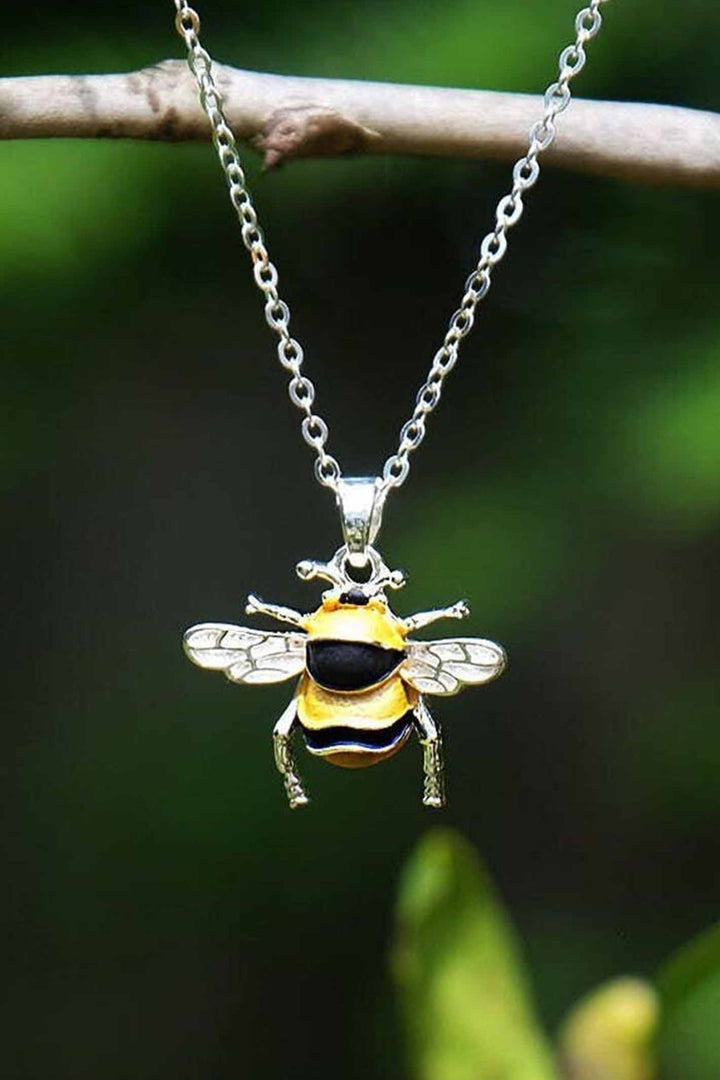 Alexander Thurlow Enamelled Bumble Bee Animal Silver Plated Pendant Necklace