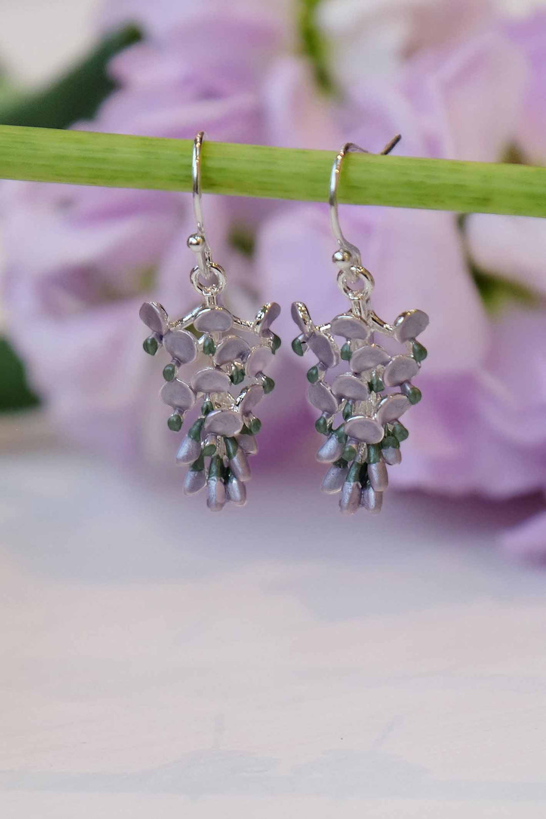 Alexander Thurlow Lilac-Mauve Wisteria Flower Drop Earrings