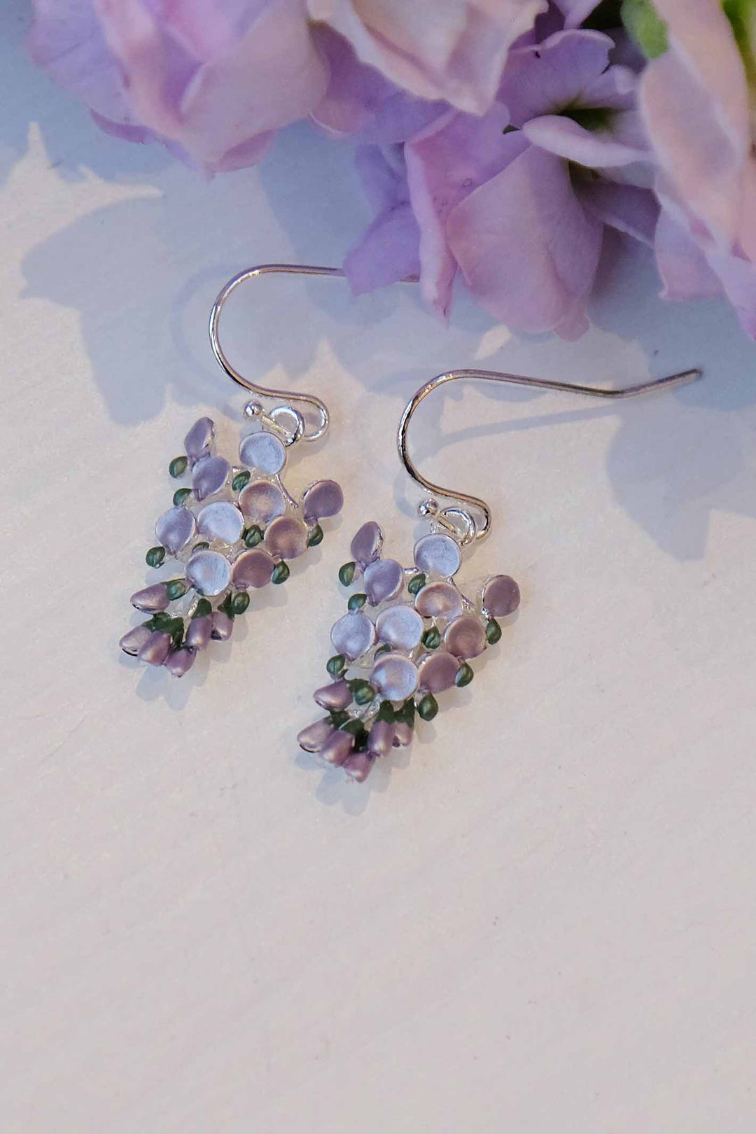 Alexander Thurlow Lilac-Mauve Wisteria Flower Drop Earrings