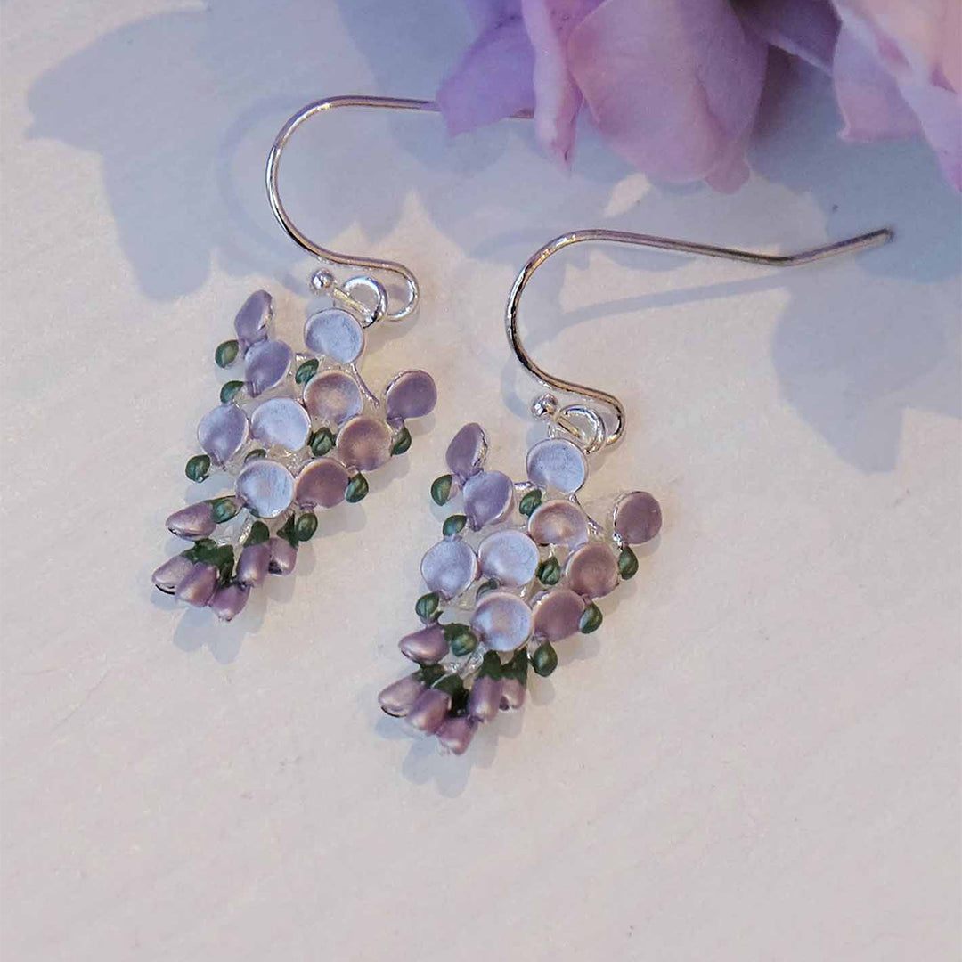 Alexander Thurlow Lilac-Mauve Wisteria Flower Drop Earrings
