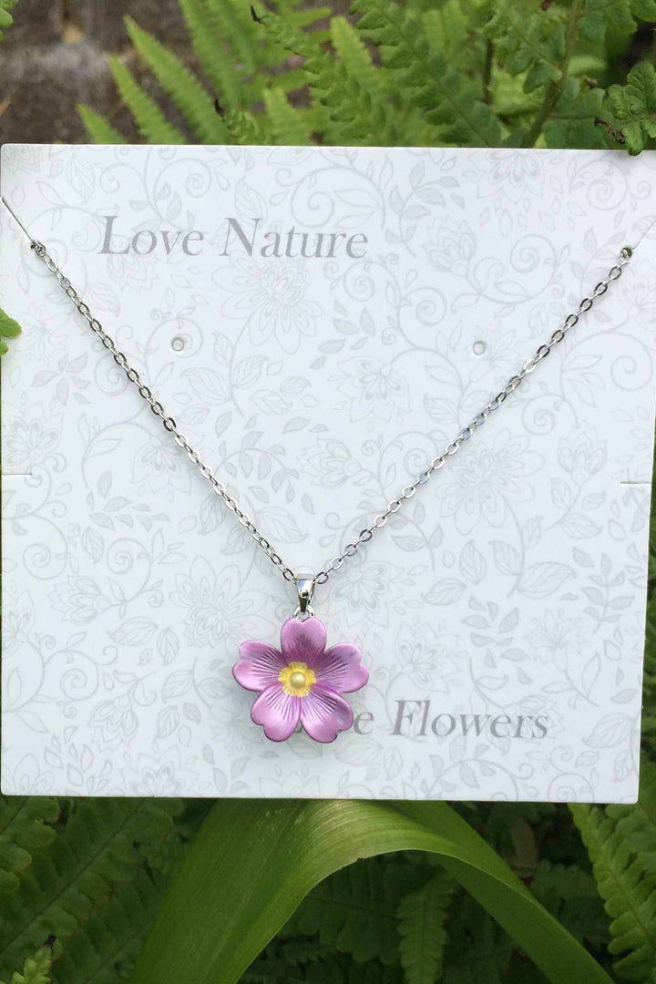 Alexander Thurlow Pink Primrose Flower Pendant Necklace