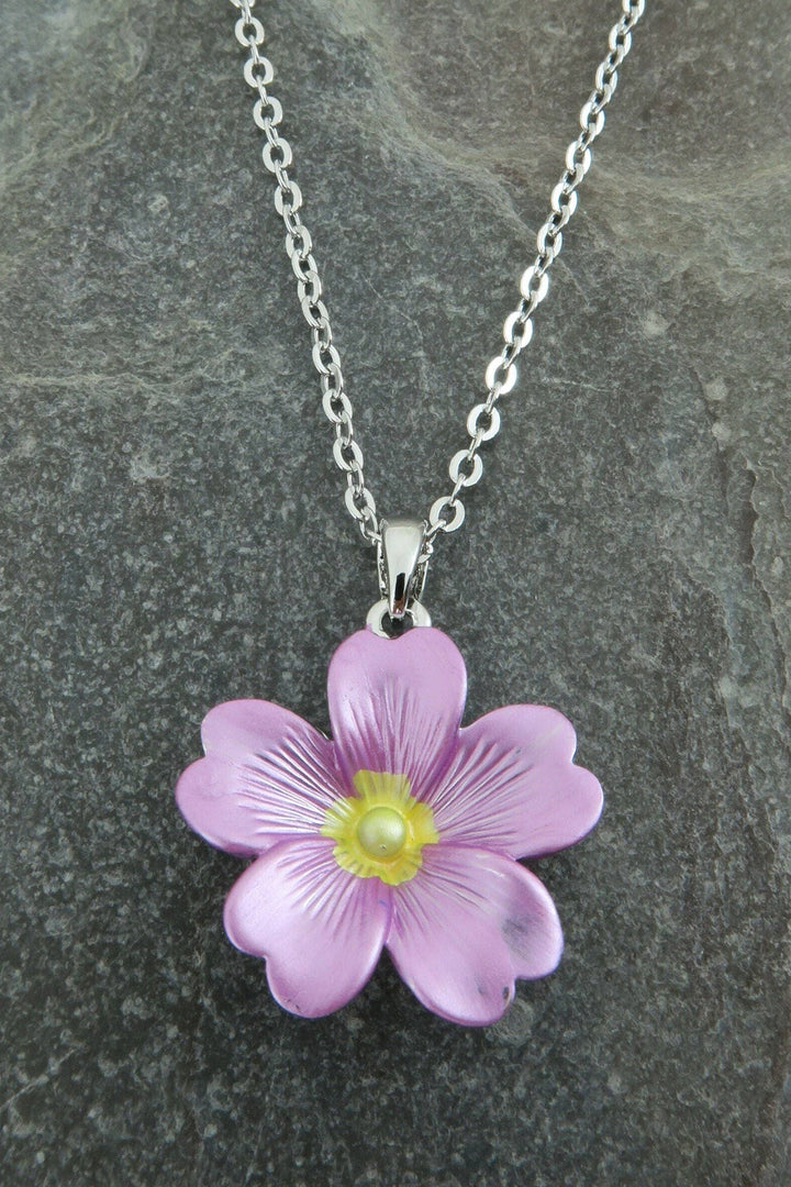 Alexander Thurlow Pink Primrose Flower Pendant Necklace