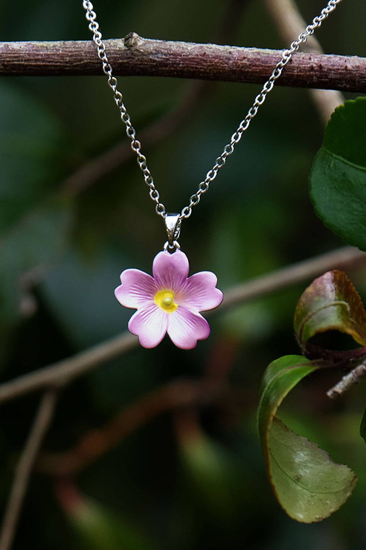 Alexander Thurlow Pink Primrose Flower Pendant Necklace