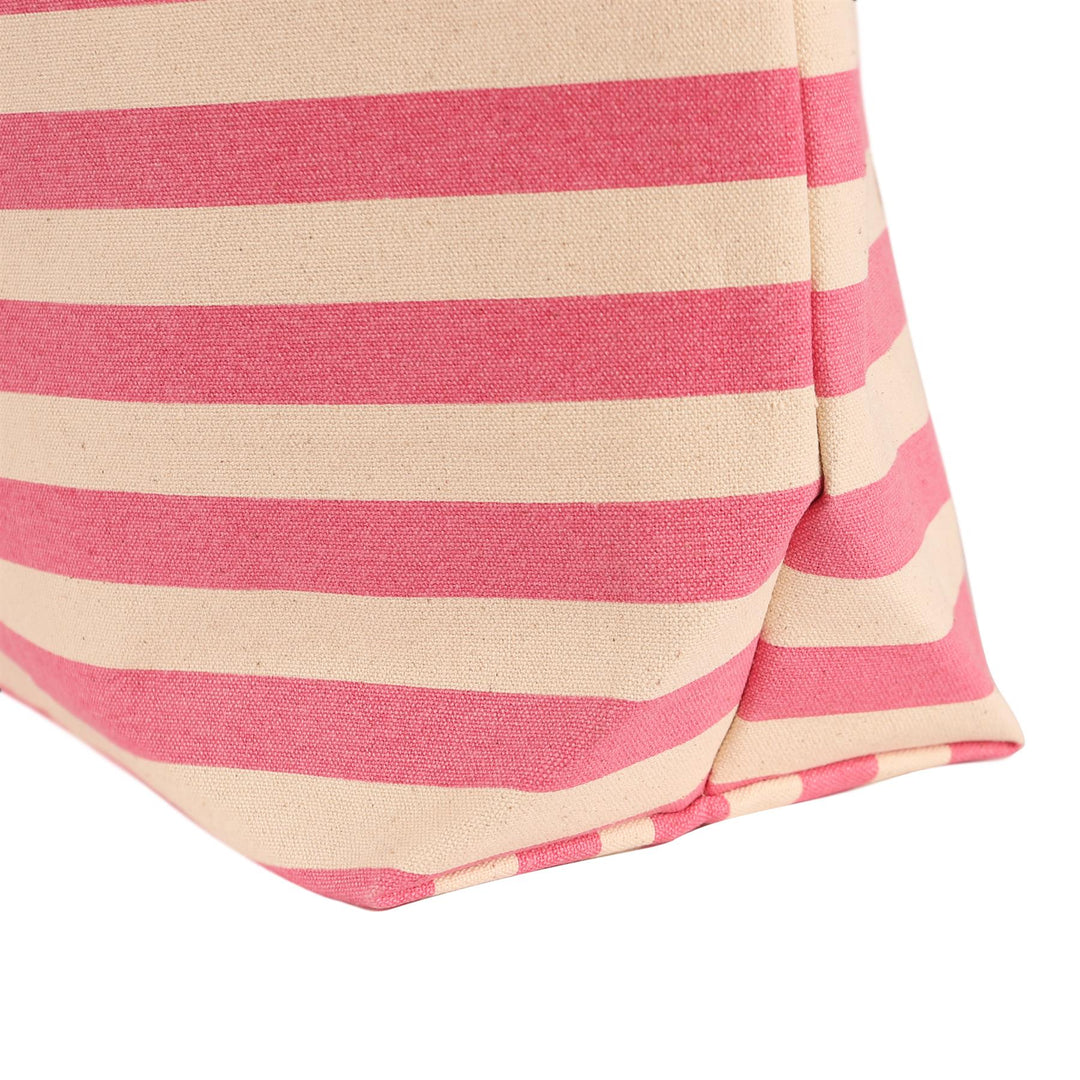 Large Striped Canvas Tote Beach Bag