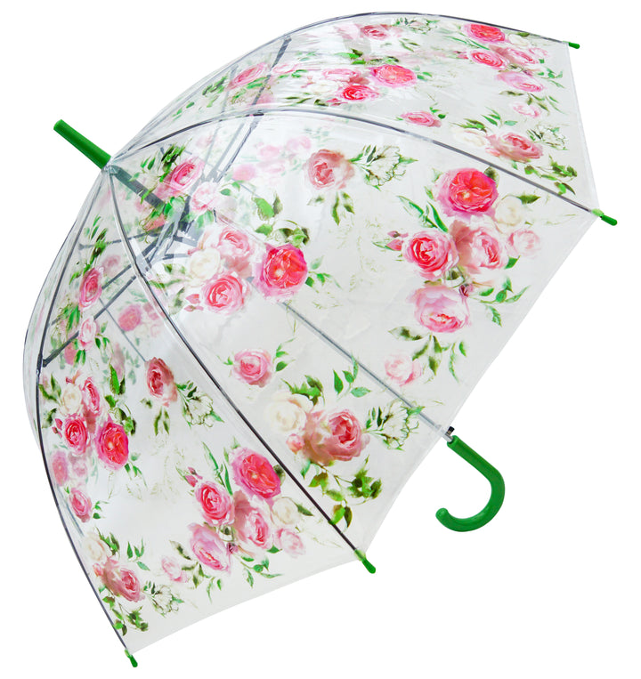 Blooms Of London Pink Roses Print Transparent Umbrella