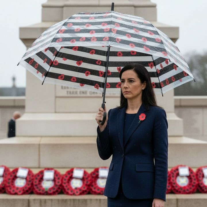 Blooms Of London Red Poppy Black Striped Transparent Umbrella