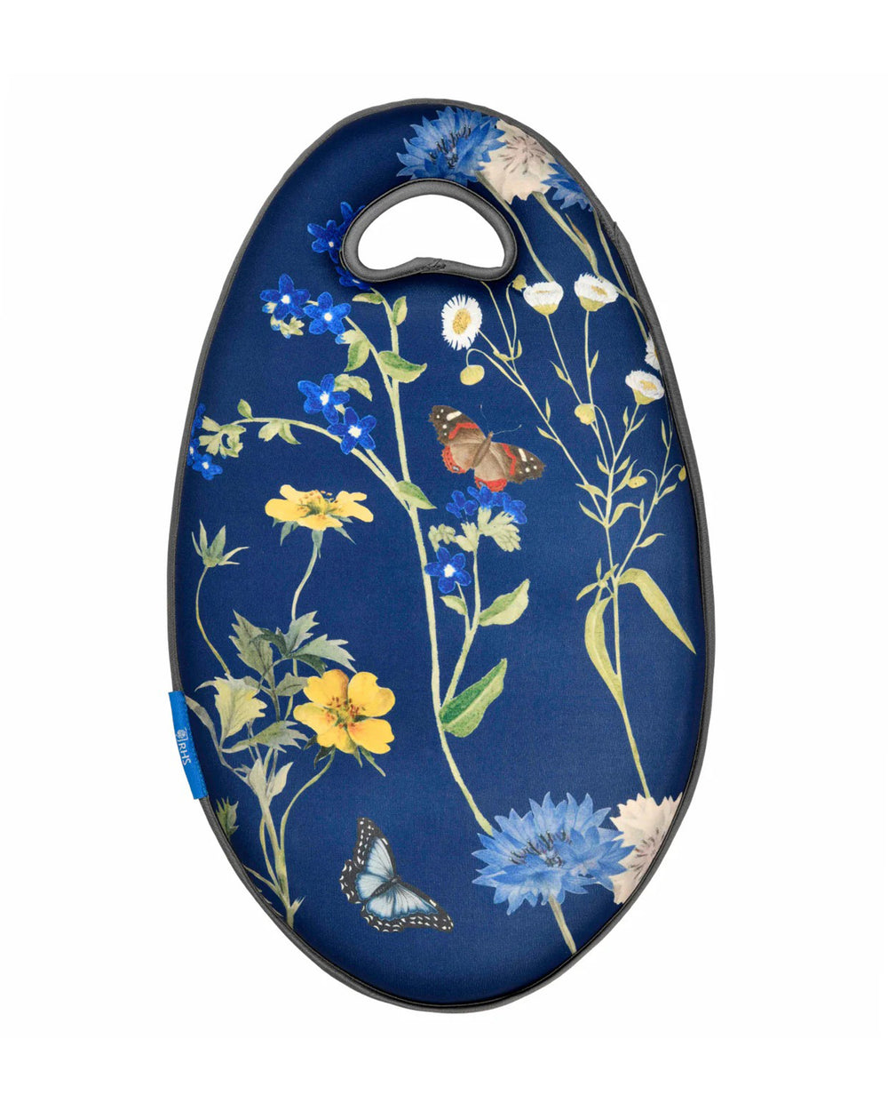 Floral-patterned bottle opener on a blue background