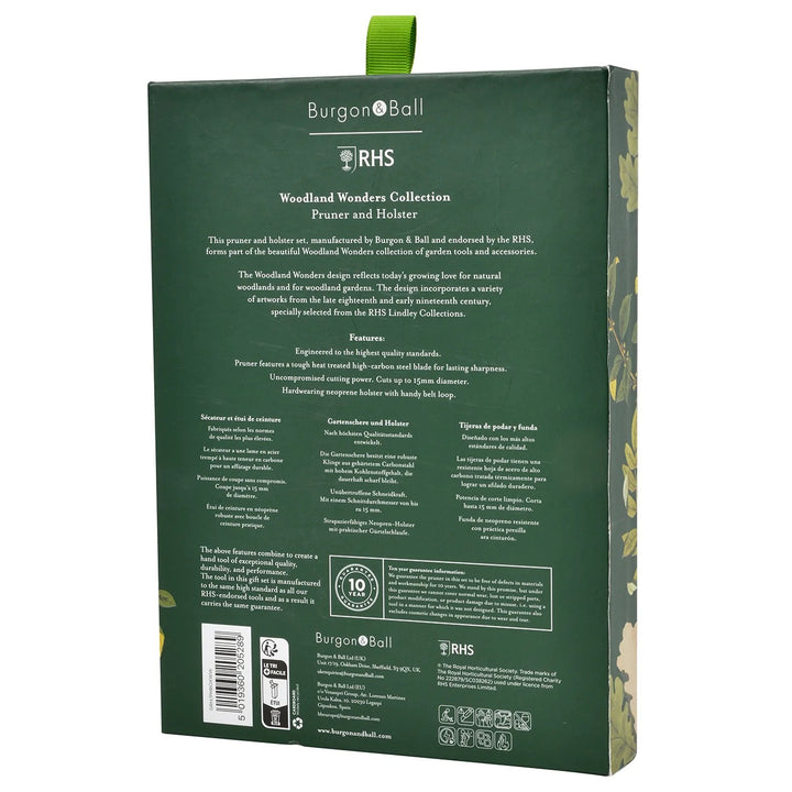 Burgon &amp; Ball RHS Woodland Wonders Pruner and Holster Gift Set at Norman &amp; Vera