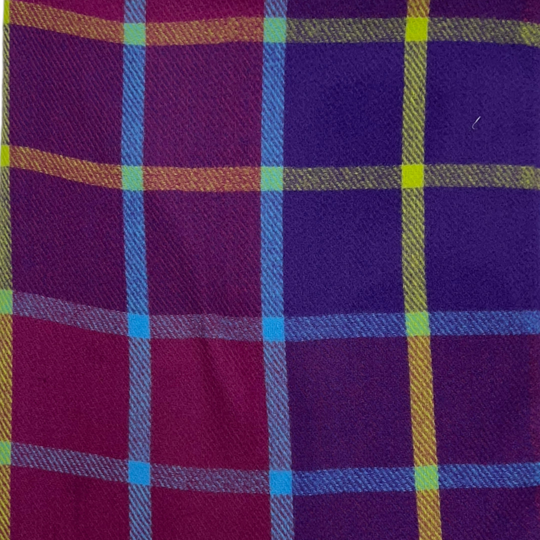 Check Scarf With Tassels Purple