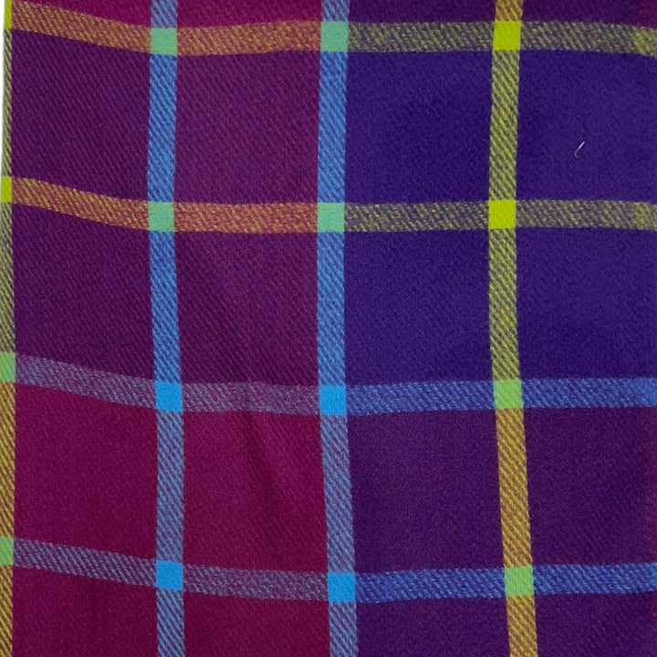 Check Scarf With Tassels Purple