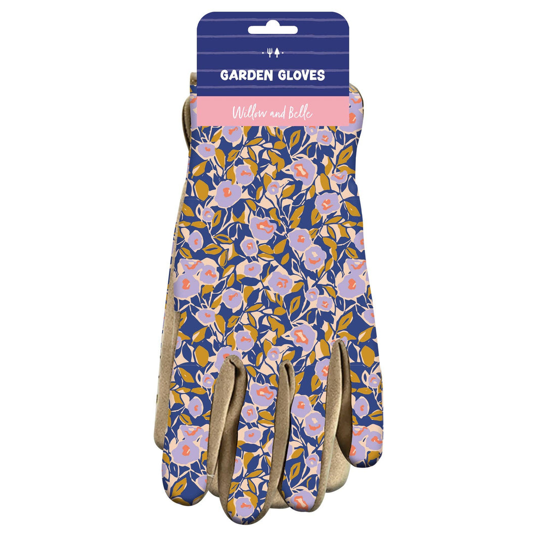Willow and Belle Abstract Floral Design Lavender Purple Women's One Size Gardening Gloves