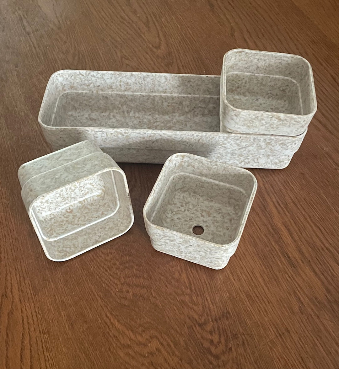 Earthy Recycled Wheat Chaff Fibre Oatmeal Trio Windowsill Pots