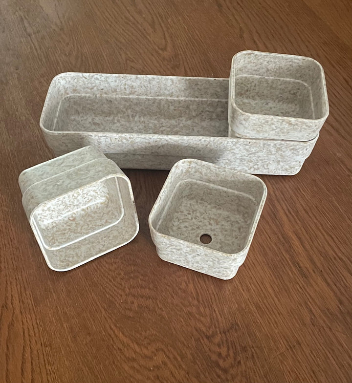 Earthy Recycled Wheat Chaff Fibre Oatmeal Trio Windowsill Pots